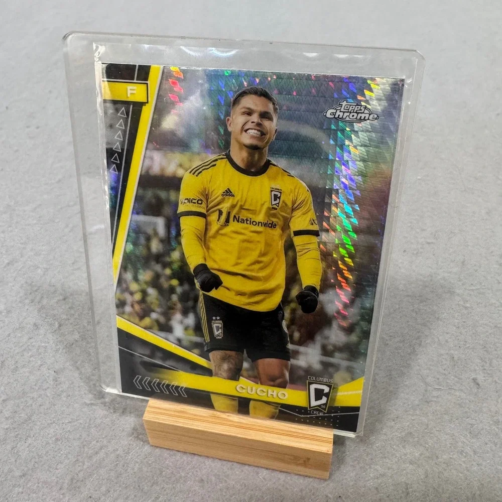 Topps Chrome Trading Card Cucho Hernandez Columbus Crew Yellow Prism Refractor